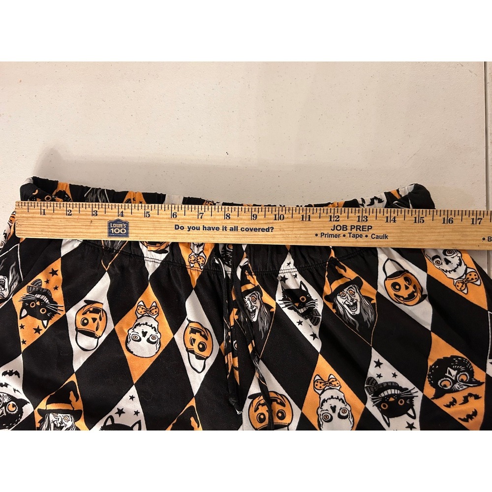 Halloween Pajama Set Shorts Top Harlequin Spooky Print Retro Design LARGE - Picture 8 of 13